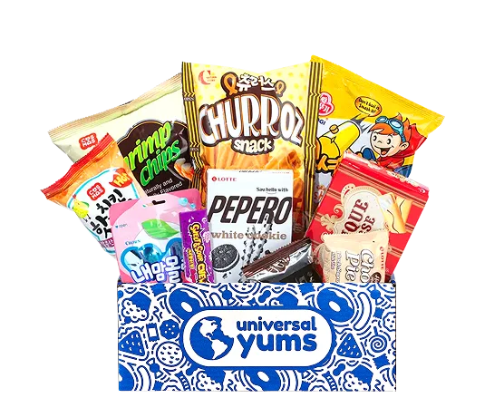 International snack box assortment for a global snack adventure.